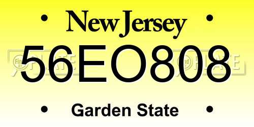 56EO808 New Jersey License Plate