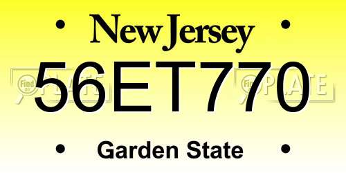 56ET770 New Jersey License Plate