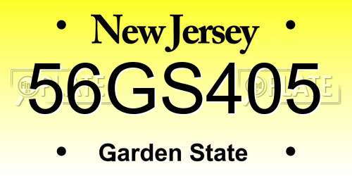 56GS405 New Jersey License Plate