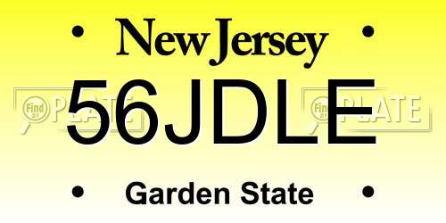 56JDLE New Jersey License Plate