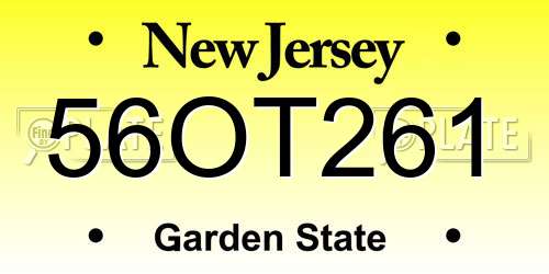 56OT261 New Jersey License Plate
