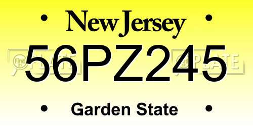 56PZ245 New Jersey License Plate