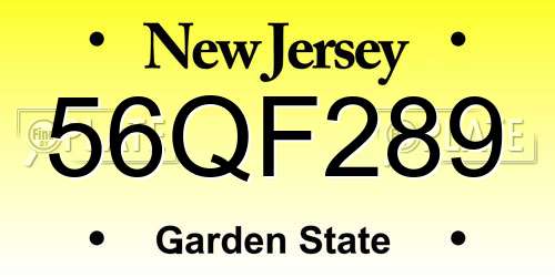 56QF289 New Jersey License Plate