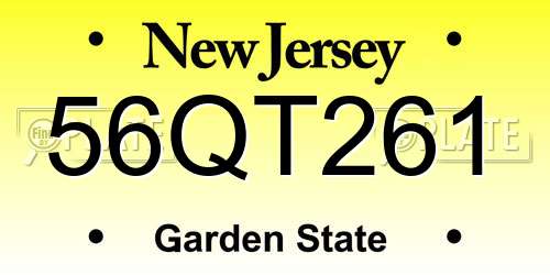 56QT261 New Jersey License Plate