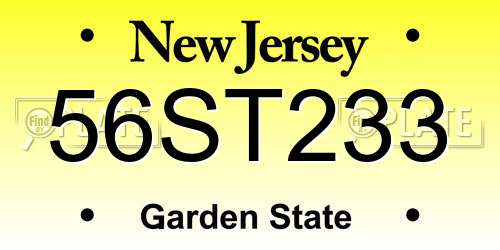 56ST233 New Jersey License Plate