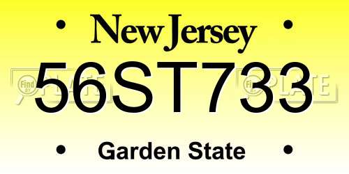 56ST733 New Jersey License Plate