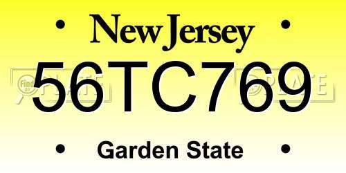 56TC769 New Jersey License Plate