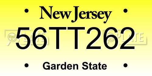 56TT262 New Jersey License Plate