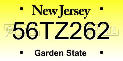 56TZ262 New Jersey License Plate