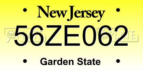 56ZE062 New Jersey License Plate