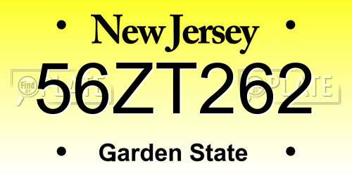 56ZT262 New Jersey License Plate