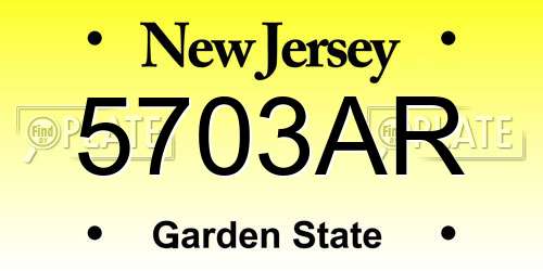 5703AR New Jersey License Plate