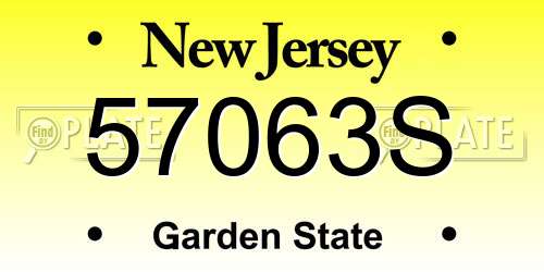 57063S New Jersey License Plate