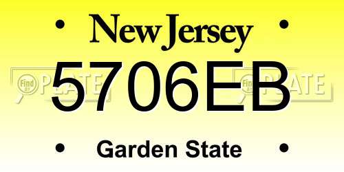 5706EB New Jersey License Plate
