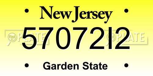 57072I2 New Jersey License Plate