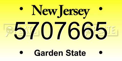 5707665 New Jersey License Plate