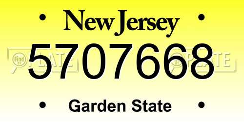 5707668 New Jersey License Plate