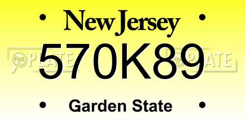 570K89 New Jersey License Plate
