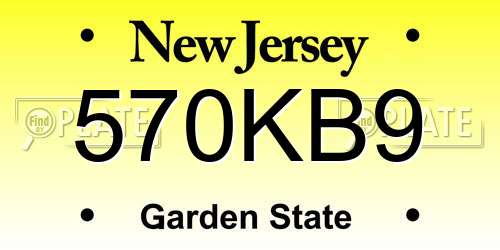 570KB9 New Jersey License Plate