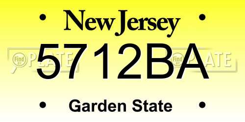 5712BA New Jersey License Plate