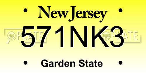 571NK3 New Jersey License Plate