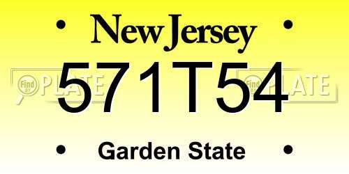 571T54 New Jersey License Plate
