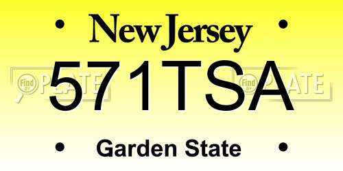 571TSA New Jersey License Plate