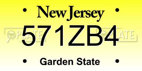571ZB4 New Jersey License Plate
