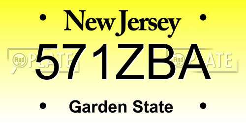 571ZBA New Jersey License Plate