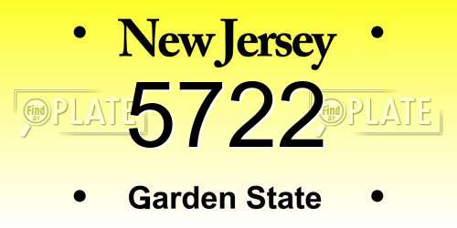 5722 New Jersey License Plate