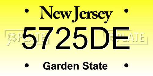 5725DE New Jersey License Plate