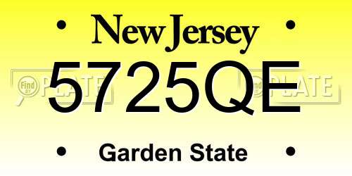 5725QE New Jersey License Plate