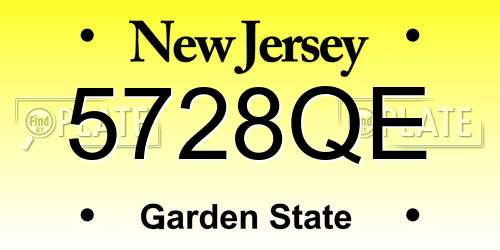 5728QE New Jersey License Plate