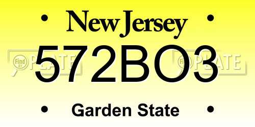 572BO3 New Jersey License Plate