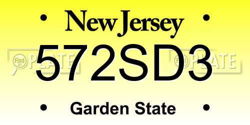 572SD3 New Jersey License Plate