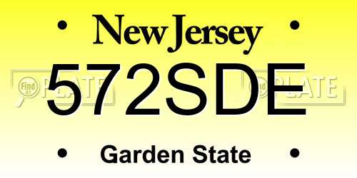 572SDE New Jersey License Plate