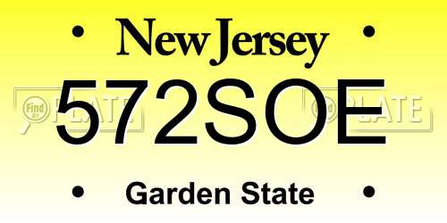 572SOE New Jersey License Plate