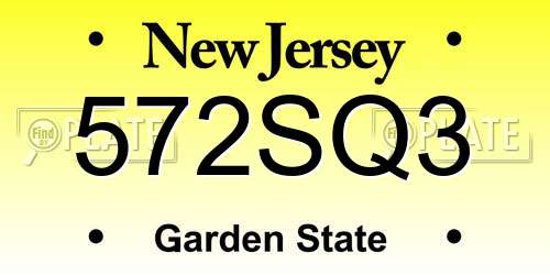 572SQ3 New Jersey License Plate