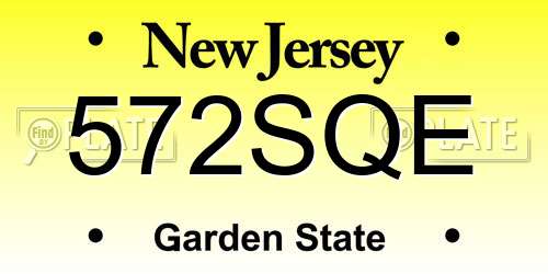 572SQE New Jersey License Plate