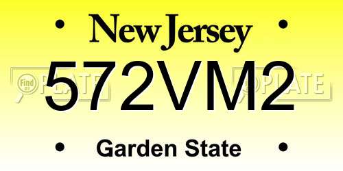 572VM2 New Jersey License Plate