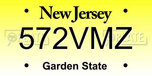 572VMZ New Jersey License Plate