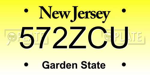572ZCU New Jersey License Plate