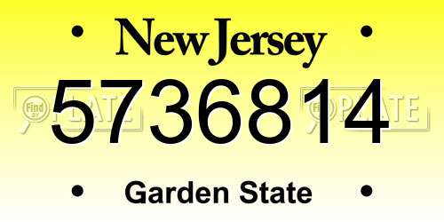 5736814 New Jersey License Plate