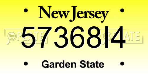 57368I4 New Jersey License Plate