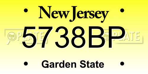 5738BP New Jersey License Plate