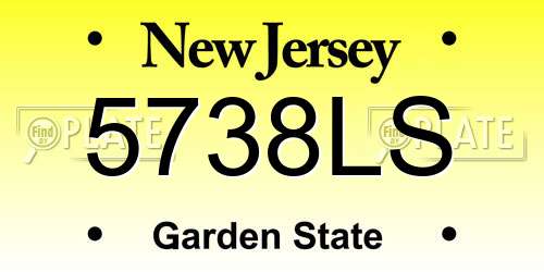 5738LS New Jersey License Plate