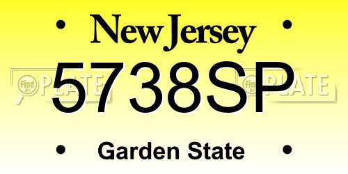 5738SP New Jersey License Plate