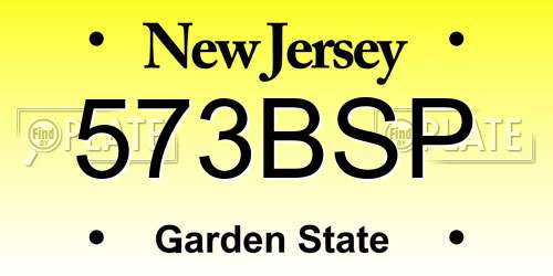 573BSP New Jersey License Plate