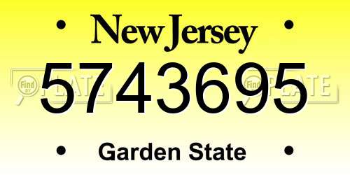 5743695 New Jersey License Plate
