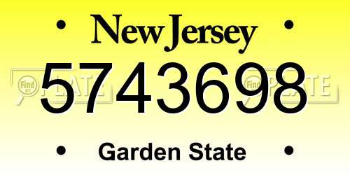 5743698 New Jersey License Plate